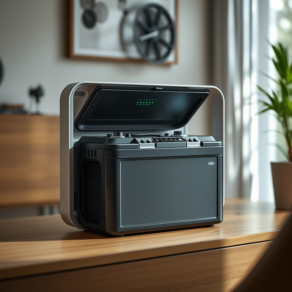 Nahaufnahme der Batterieeinheit des Drive Medical Daytona 4 mit Ladebuchse und Status-LEDs