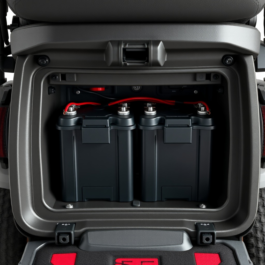 A clean photorealistic photo of the underside of a Pride Go-Go Elite Traveller Plus showin